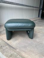 Groene leren voetenbank, Ophalen, Retre, 50 tot 75 cm, Leer
