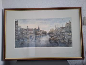 prachtige ets van Delfshaven (Rotterdam) beschikbaar voor biedingen