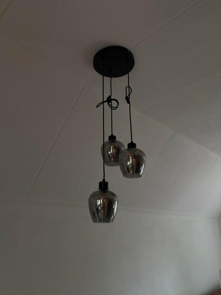 Design Hanglamp Smoke Glas 3-Lichts, Huis en Inrichting, Lampen | Hanglampen, Nieuw, 75 cm of meer, Glas, Ophalen of Verzenden