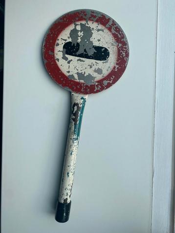 Vintage Verkeersregelaar Stopbord Metaal beschikbaar voor biedingen