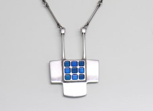 Zilveren ketting emaille Bjørn Sigurd Ostern David Andersen, Sieraden, Tassen en Uiterlijk, Antieke sieraden, Ketting, Zilver