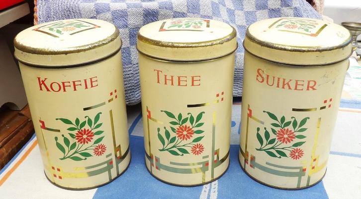 oude voorraadbussen/ keukenbussen goudbiezen, Antiek en Kunst, Antiek | Keukenbenodigdheden, Ophalen of Verzenden