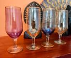 4 gekleurde vintage glazen hoogte 17 cm., Antiek en Kunst, Antiek | Glas en Kristal, Ophalen of Verzenden