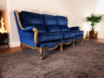 vintage blauwe barok zetel / driezit / canapee / fauteuil beschikbaar voor biedingen