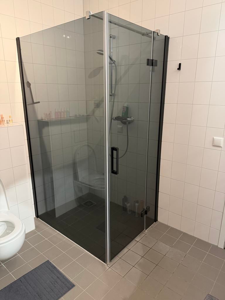 Douchewand Seattle 90 x 190 cm - zwart - rookglas - douchedeur 6mm