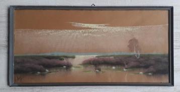 HEIDE MET VEN + 1 BOOM>WATER>HOLLANDS LANDSCHAP>OUD 1935 beschikbaar voor biedingen