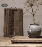 Oud houten railway dienblad mt S hout stoer sober landelijk