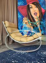 Vintage design 'Rocking Chair' | Hans Kaufeld, Huis en Inrichting, Fauteuils, Ophalen, 100 tot 125 cm, Hans Kaufeld, Metaal
