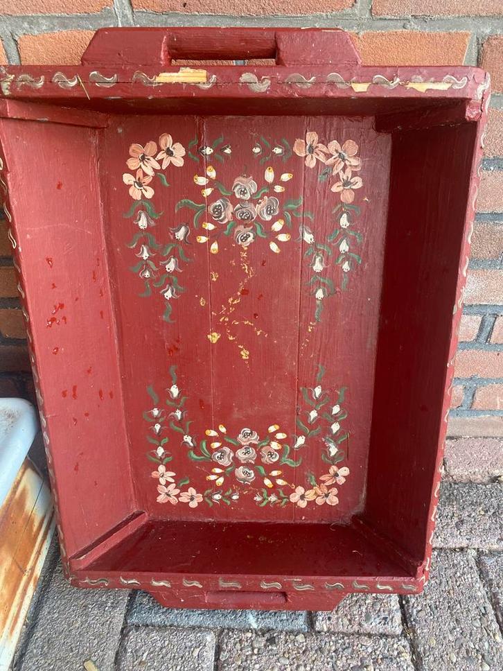 Oud Handgeschilderd Boeren Dienblad, Antiek en Kunst, Antiek | Woonaccessoires, Ophalen