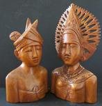 Echtpaar in Indonesisch houtsnijwerk, Antiek en Kunst, Kunst | Niet-Westerse kunst, Ophalen of Verzenden