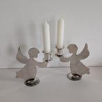 2 x TCM Kaarsenstandaard kandelaar RVS engel engeltje, Gebruikt, Ophalen of Verzenden, Metaal, Kandelaar