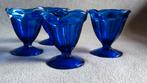 4 Anchor Hocking kobaltblauwe ijsglazen, ijscoupes, Antiek en Kunst, Antiek | Glas en Kristal, Ophalen of Verzenden