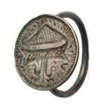 Bodemvondst zilver middeleeuwse zegel ring met monogram, Antiek en Kunst, Verzenden, Zilver