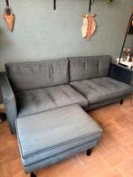 Bankstel met hocker petrolkleur, Huis en Inrichting, Banken | Bankstellen, Ophalen of Verzenden, Gebruikt, 75 tot 100 cm, 200 tot 250 cm