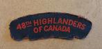 ww2 48th highlanders canvas embleem canadese canadian canada, Verzamelen, Militaria | Tweede Wereldoorlog, Embleem of Badge, Ophalen of Verzenden