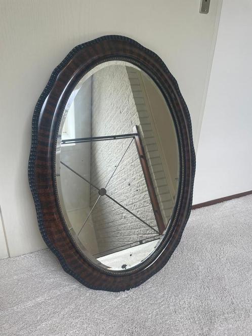 Antieke Ovalen Spiegel – 62 x 88 cm – Houten Lijst, Antiek en Kunst, Antiek | Spiegels, 50 tot 100 cm, Minder dan 100 cm, Ovaal