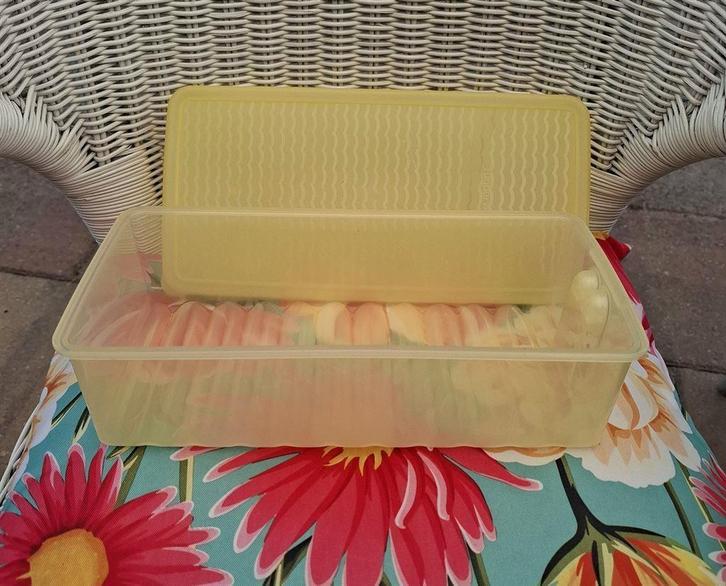 T034 Fridgesmart: 1 liter, Tupperware, Huis en Inrichting, Keuken | Tupperware, Zo goed als nieuw, Bak of Kom, Geel, Groen, Ophalen of Verzenden