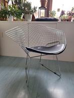 Bertoia Diamond chair, chrome & leer, Ophalen, Zo goed als nieuw, Leer, Eén