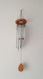 Windgong, hout, windspel, wood, zilveren spiraal, Tuin en Terras, Tuinwanddecoratie, Ophalen of Verzenden, Nieuw