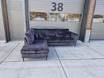Donkerblauw/zwarte velvet hoekbank - perfecte staat!, 250 tot 300 cm, ., Hoekbank, Ophalen of Verzenden