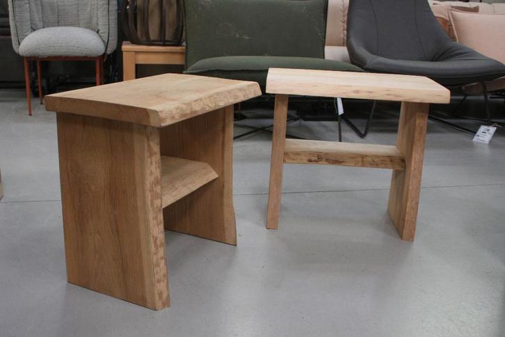 Set van 2 robuuste eikenhouten nachtkastjes bijzettafels, Huis en Inrichting, Woonaccessoires | Overige, Zo goed als nieuw, Ophalen