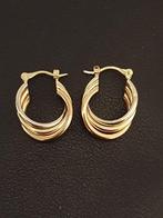 Set 14 kr gouden oorbellen 585 gekeurd 3 kleurig als nieuw, Hangers, Ophalen of Verzenden, Zo goed als nieuw, Goud