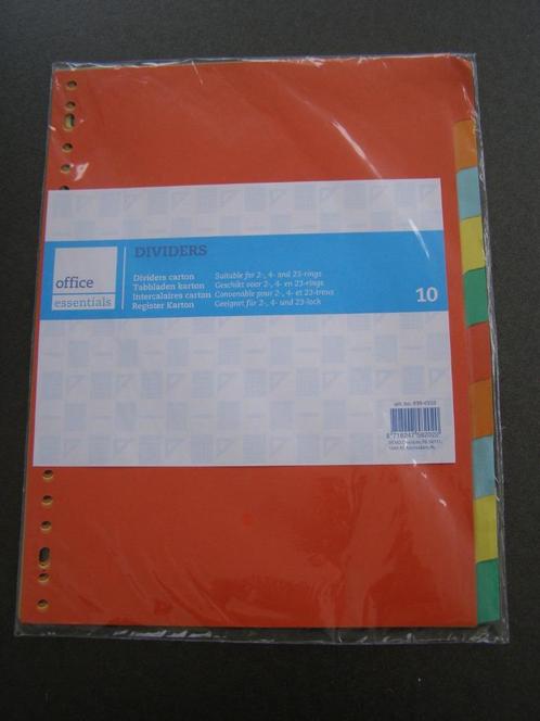 Tabbladen 23 gaats / rings; gekleurd karton, 10 tabs NIEUW!, Diversen, Schrijfwaren, Nieuw, Ophalen of Verzenden
