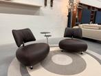 2 Nieuw Leolux Pallone Fauteuils Bruin leer Design stoel, Leolux, Nieuw, Ophalen of Verzenden, 50 tot 75 cm