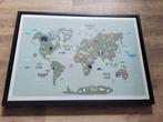 Wereldkaart kind canvas met baklijst, Ophalen, Zo goed als nieuw, Wanddecoratie