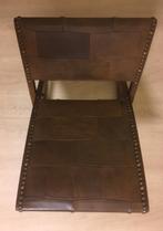 Verstelbaar voetenbankje bruin leer (vintage), Minder dan 50 cm, Eclectisch vintage, 50 tot 75 cm, Ophalen of Verzenden