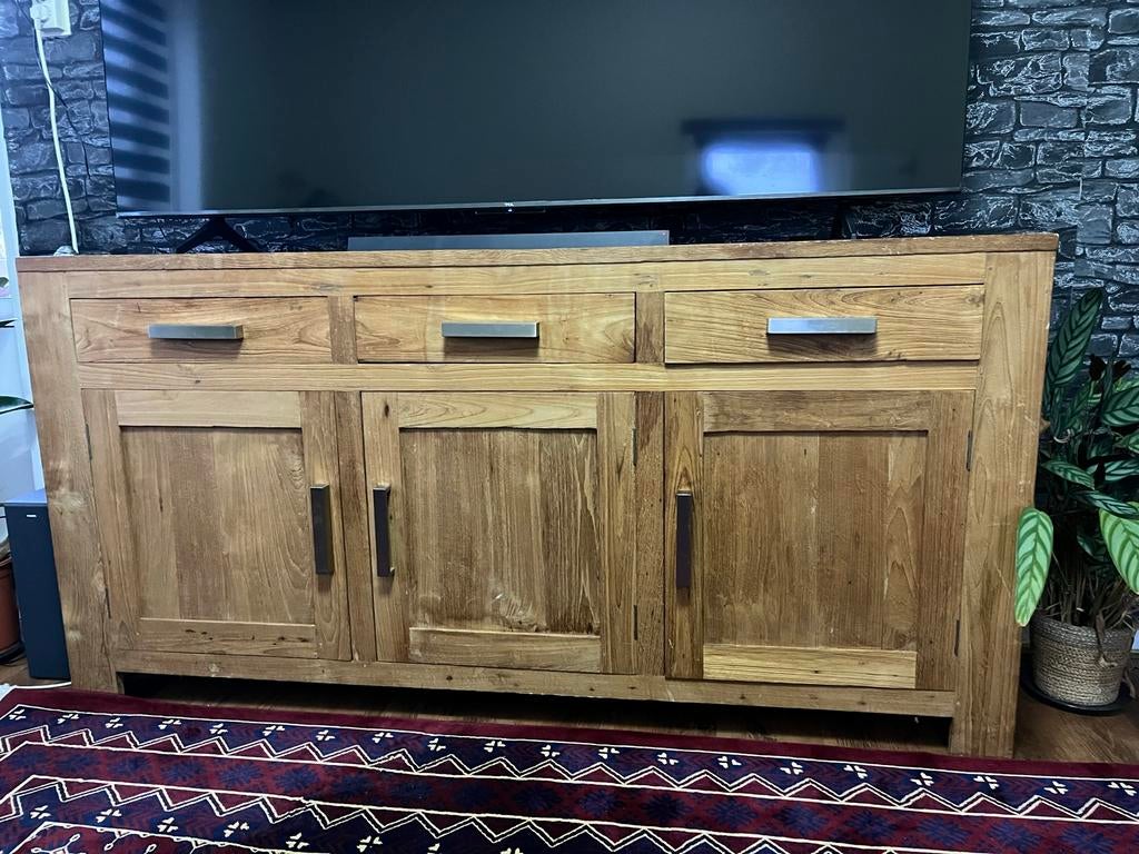 Massief eikenhouten dressoir in goede staat, Ophalen, Gebruikt, 150 tot 200 cm, Eikenhout