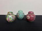 3 Chinese porseleinen gemberpotjes met deksel, Overige kleuren, Aardewerk of Porselein, Ophalen of Verzenden, Zo goed als nieuw