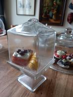 stolp , vierkanten stolp op voet 10x10,glas ; gebak, Ophalen of Verzenden, Zo goed als nieuw