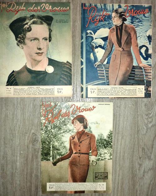 3x HET RIJK DER VROUW oude patronen 1936, Hobby en Vrije tijd, Kledingpatronen, Gebruikt, Vrouw, Overige merken, Ophalen
