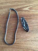 Hematiet ketting met armband., Ophalen of Verzenden, Zo goed als nieuw, Zwart, Steen of Mineraal