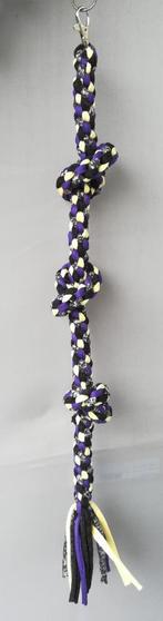 Katoenen klimtouw met 3 knopen (geel-grijs-paars), Dieren en Toebehoren, Ophalen of Verzenden, Nieuw, Speelgoed