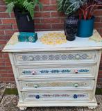 Brocante vintage boho ladenkast commode dressoir, Ophalen, 50 tot 100 cm, Zo goed als nieuw, 3 of 4 laden