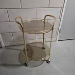 Vintage Gouden Barcart Serveerwagen Rookglas, Ophalen, Gebruikt