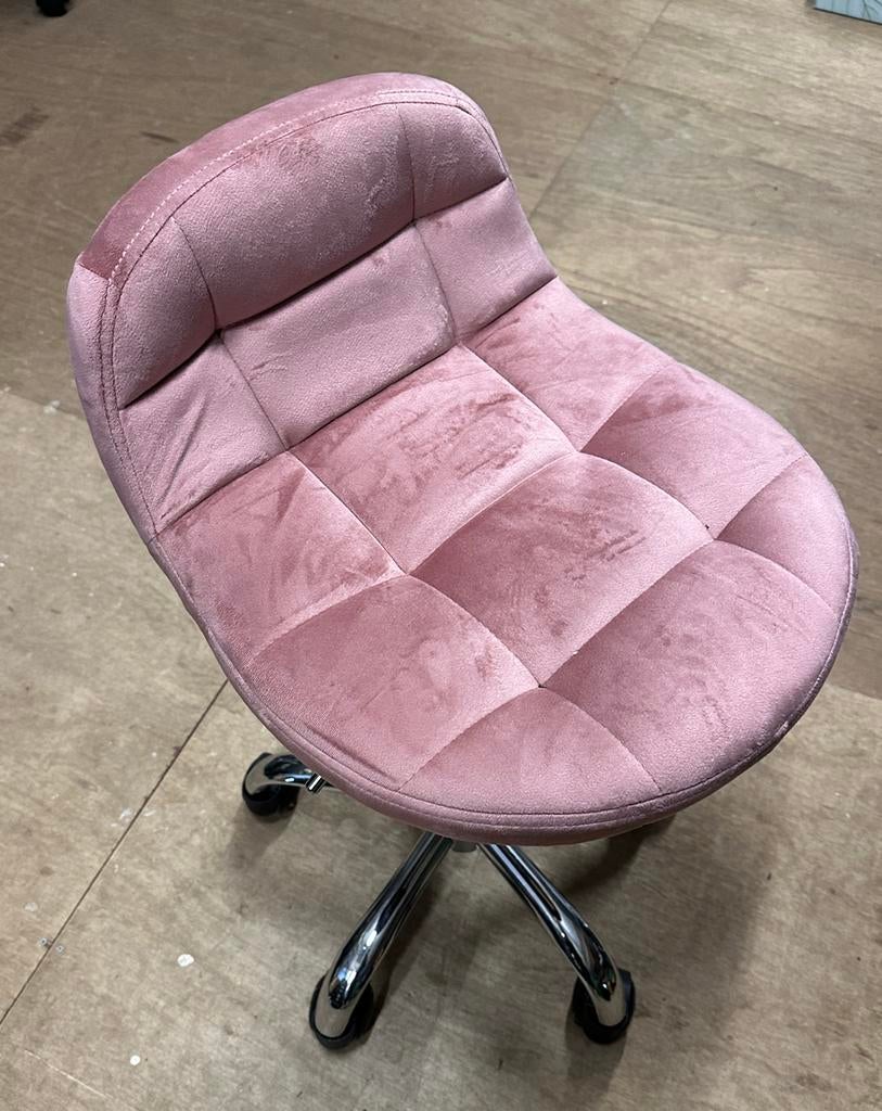Bureaustoel roze velvet rolkruk, Ophalen, Zo goed als nieuw, Roze
