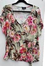 Monari ZGAN t-shirt, groen met bloemen, maat 42, Maat 42/44 (L), Zo goed als nieuw, Korte mouw, Groen