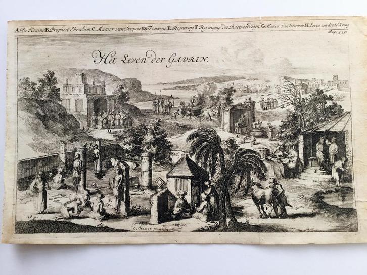 Het leven van de Gauren (Iran), zeldzame prent 1685., Antiek en Kunst, Kunst | Etsen en Gravures, Verzenden