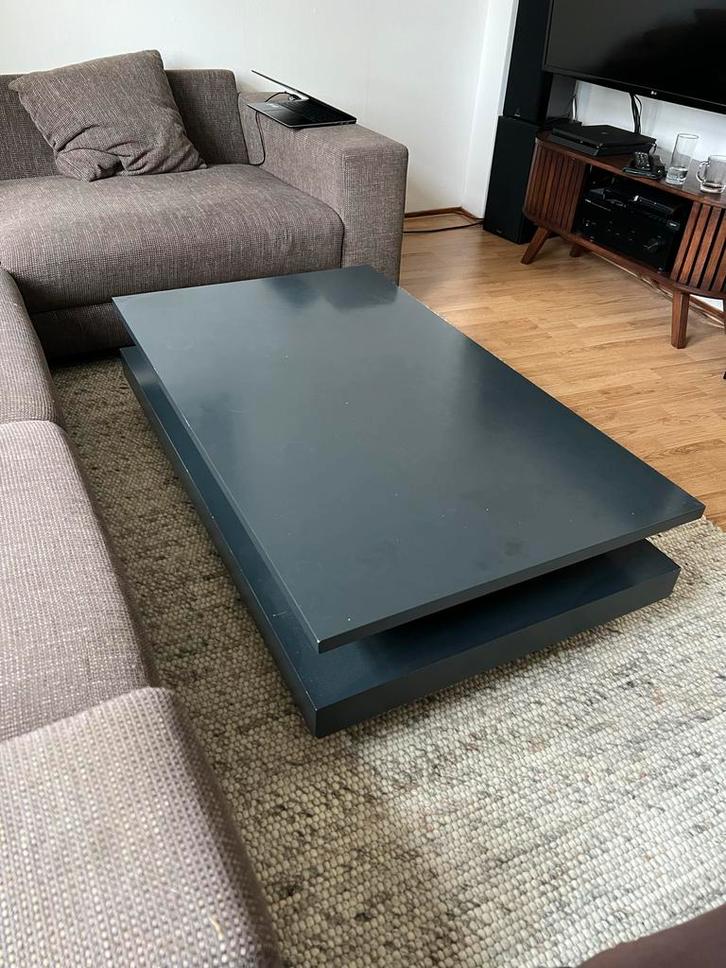 Stijlvolle grijs blauwe salontafel donker lage 120cm, Huis en Inrichting, Tafels | Salontafels, Zo goed als nieuw, Minder dan 50 cm