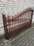 Ijzeren hekwerk, hek, tuinhek, sierhekwerk, poort 2x, Tuin en Terras, Tuinhekken en Hekwerk, Ophalen, Met poort, Gebruikt, Dubbelstaafmat hekwerk