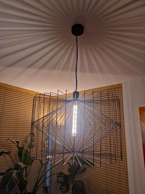 Design hanglamp zwart metaal, Huis en Inrichting, Lampen | Hanglampen, Zo goed als nieuw, Minder dan 50 cm, Metaal, Ophalen