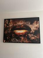 Schilderij / doek goudkleurig met bruin en zwarttinten, Ophalen