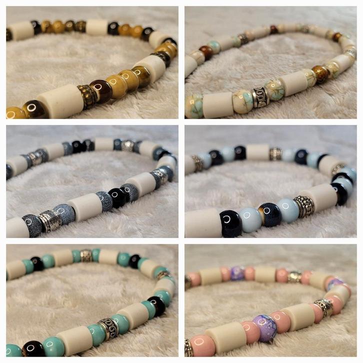 Anti vlooien- en tekenband met EM-X keramieke kralen, Dieren en Toebehoren, Hondenhalsbanden en Penningen, Nieuw, Handgemaakt