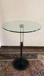 Vintage Italiaanse bijzettafel van glas en metaal, Ophalen of Verzenden