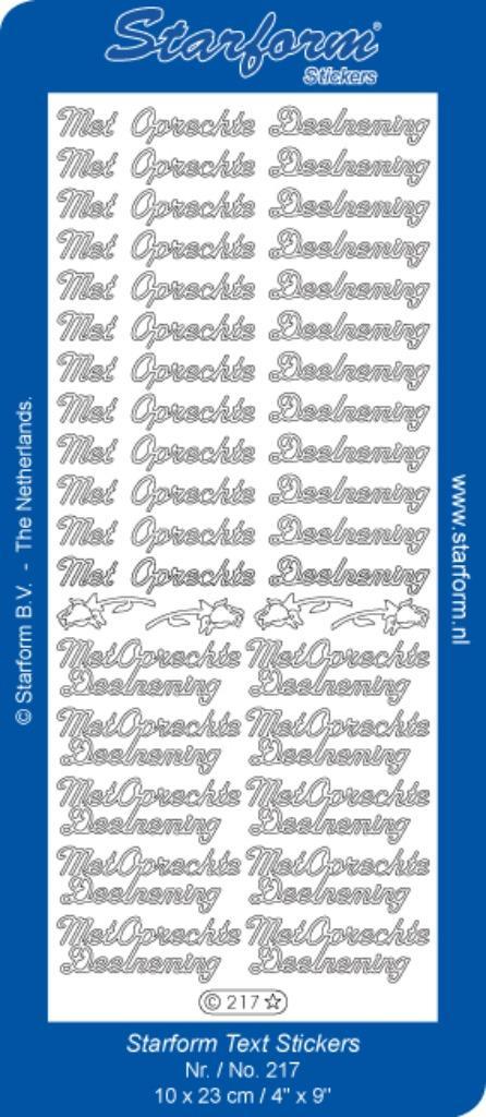 Starform 217 goud 22 x Met Oprechte Deelneming stickervel, Hobby en Vrije tijd, Stickers en Plaatjes, Nieuw, Sticker, Ophalen of Verzenden