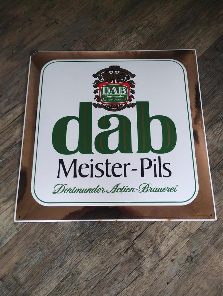 DAB bier emaille reclamebord, Verzamelen, Biermerken, Zo goed als nieuw, Reclamebord, Plaat of Schild, Overige merken, Ophalen of Verzenden