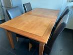 Massief eiken eettafel, uitschuifbaar., Huis en Inrichting, Tafels | Eettafels, Ophalen, Gebruikt, Rechthoekig, 50 tot 100 cm